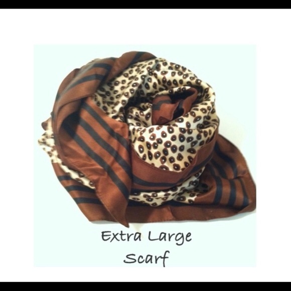 Brown Large Italian Scarf Vintage - Picture 1 of 2